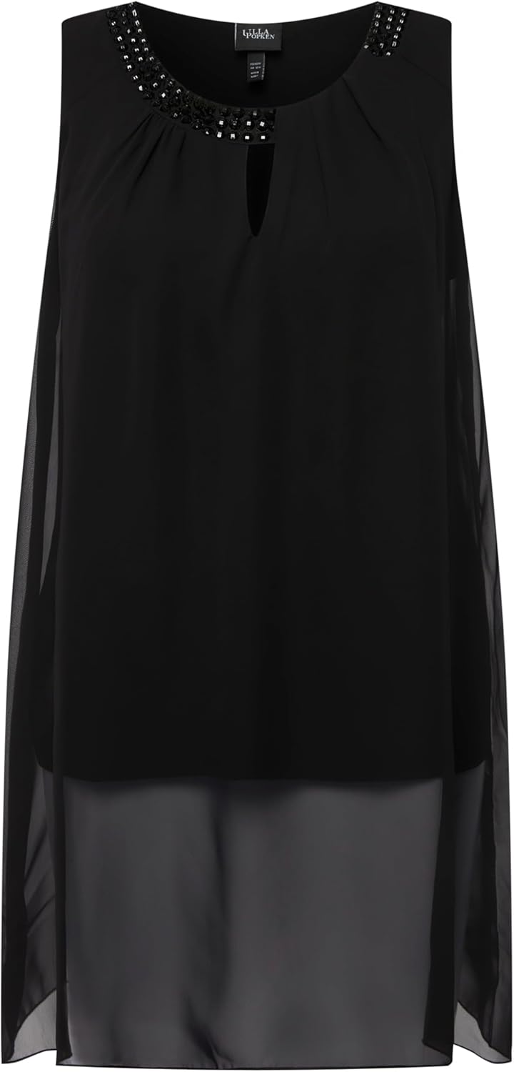 Ulla Popken Damen grosse Grössen Übergrössen Plus Size Longtunika, Ziersteine, A-Linie, Rundhals, är