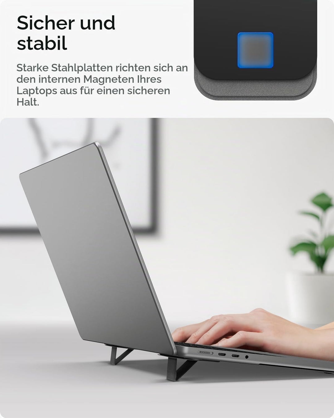 Spigen Slim Fold Laptop Ständer Höhenverstellbar [2 Stück] Selbstklebender Laptopständer, Doppelt Ve