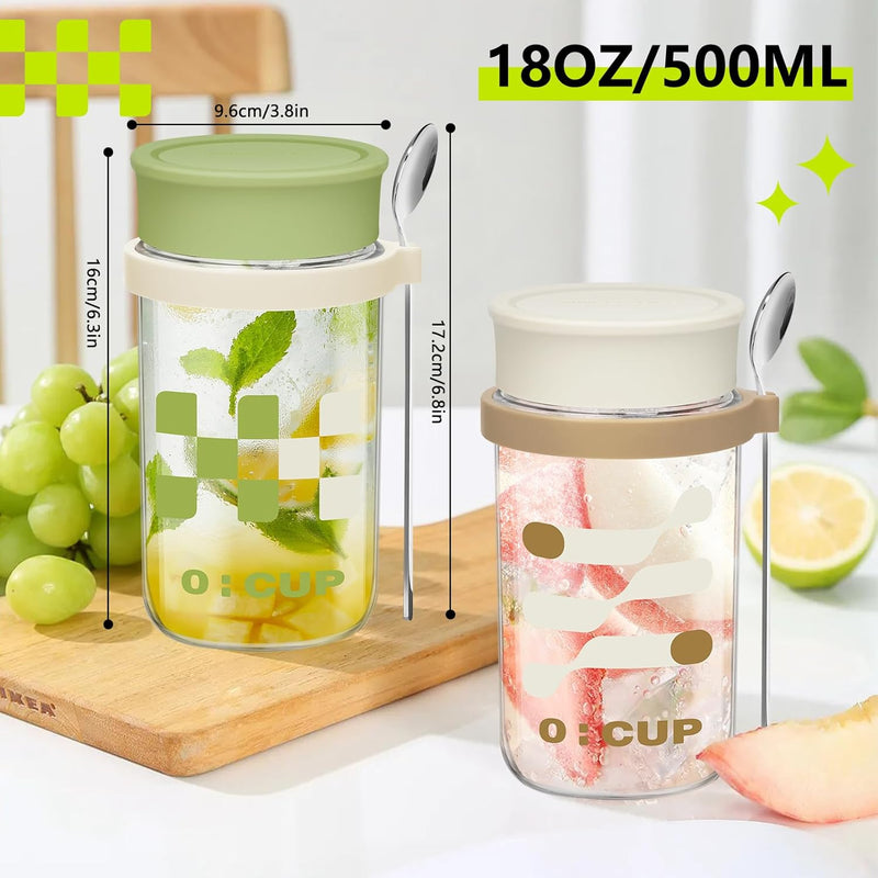UHAPEER 500ML Müslidosen, Auslaufsicherer Müslibecher mit Löffel, Porridge Becher 2er Set, Mepal Bec