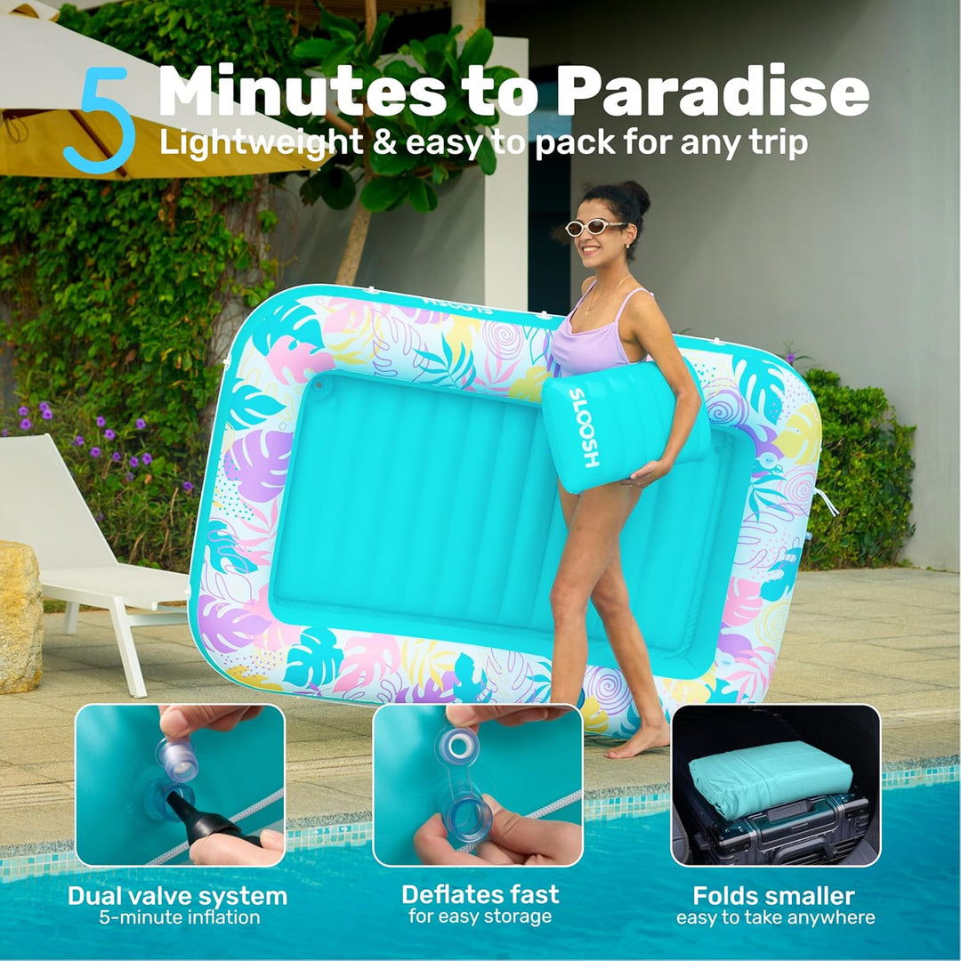 SLOOSH Aufblasbare Tanning Pool, 70" x 46"/ 85" x 57" Grosse aufblasbarer Luftmatratze für Erwachsen