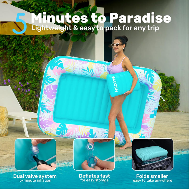 SLOOSH Aufblasbare Tanning Pool, 70" x 46"/ 85" x 57" Grosse aufblasbarer Luftmatratze für Erwachsen