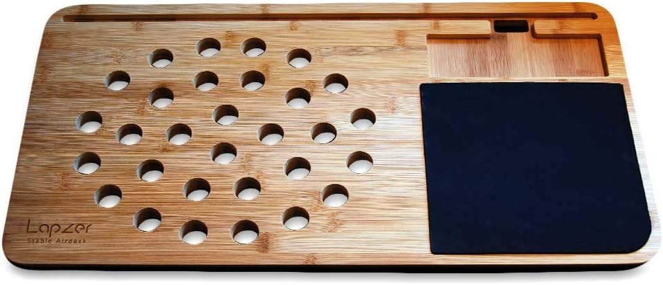 mikamax - Lapzer Laptop Schreibtisch - Bambus - Luftlöcher - Betttisch - Laptoptisch - Knietablett -