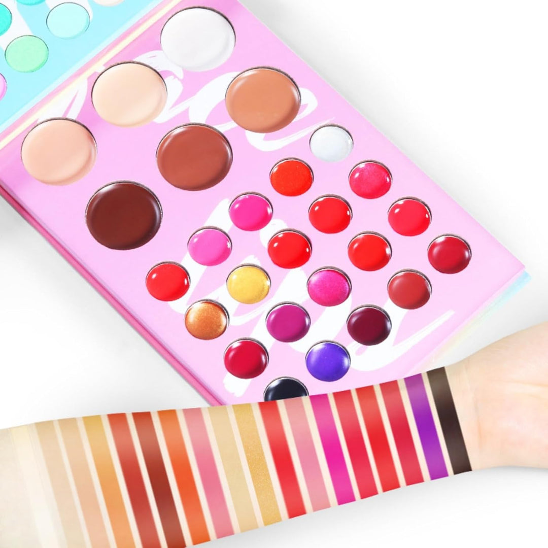 Alles in Einem Schminkset - 4 in1 Farbtafel Makeup Palette Set - 80 Lidschatten, 20 Lip Gloss, 3 Blu