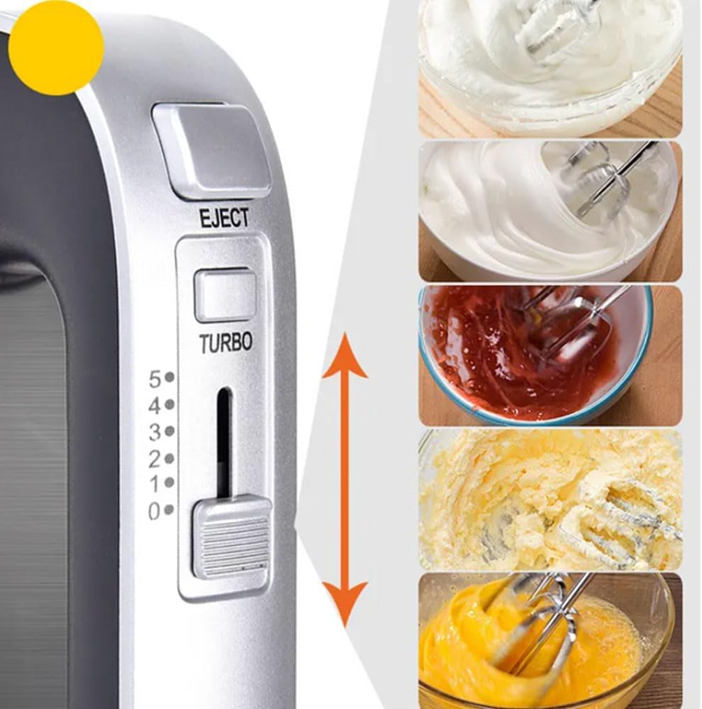 Elektrischer Handmixer, 800 W, Handmischer aus Edelstahl, Handmischer, 5 Geschwindigkeiten mit Ausga