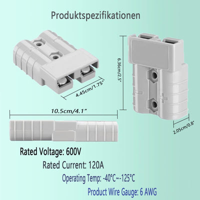 WOODGUILIN Gabelstapler Ladegerät Anschluss,120A Batterie-Schnellanschluss,Anderson Steckerkabel,mit