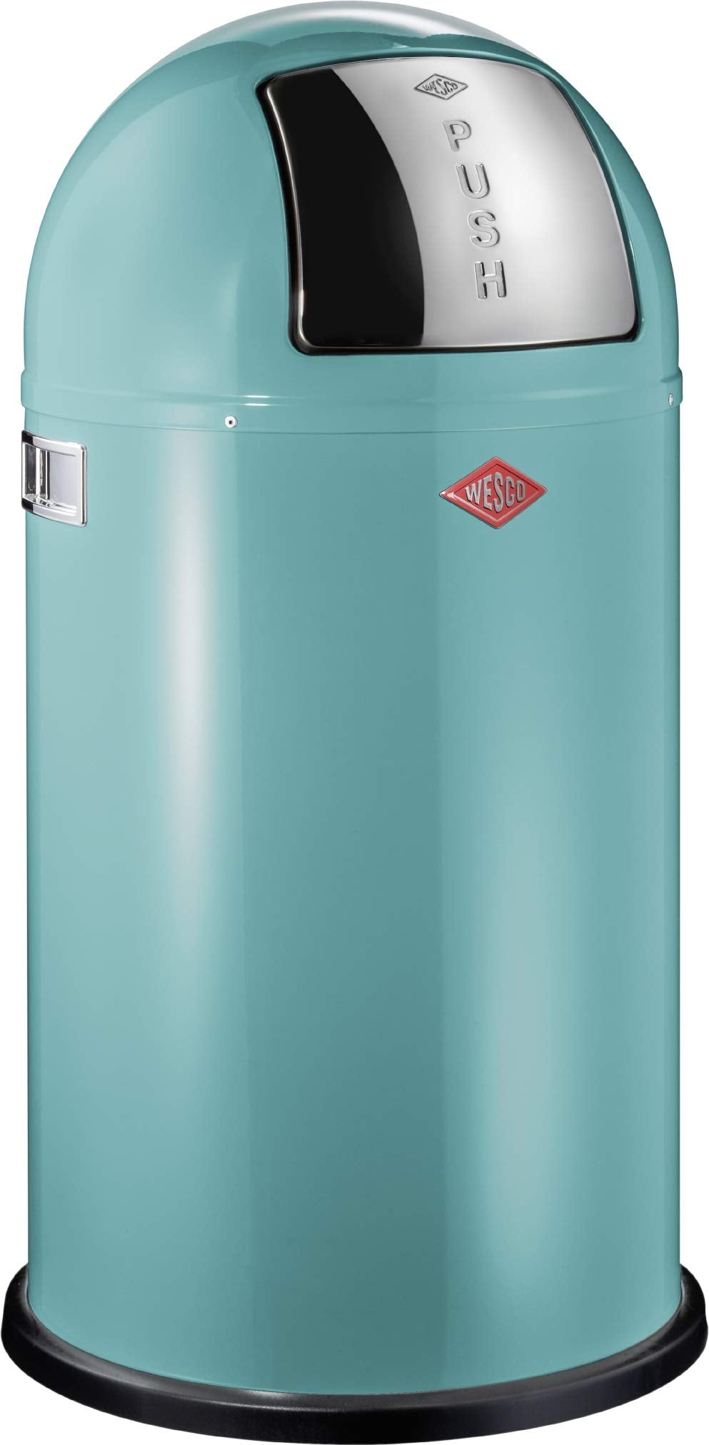 Wesco 175 831 Pushboy Abfallsammler 50 Liter türkis 40 x 40 x 75.5cm (L/B/H), Edelstahl, Türkis