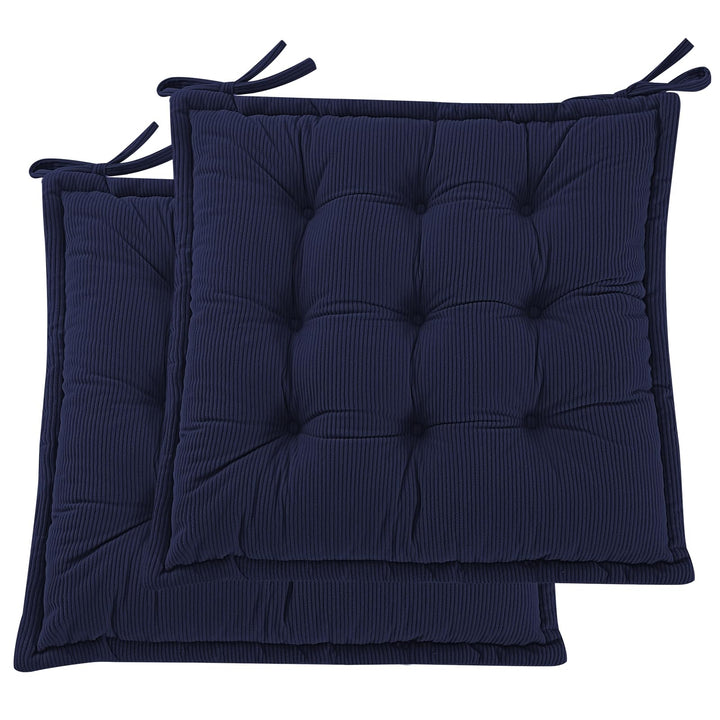 Indoor Sitzkissen Stuhl 2er Set – Komfortable Cordstoff-Sitzmatte Stuhlkissen mit Bändern, Hochwerti