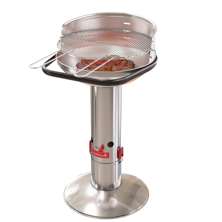 Barbecook Loewy 50 Holzkohlegrill BBQ mit Windschutz aus Edelstahl, Grillen für 10 Personen, 51.5x56