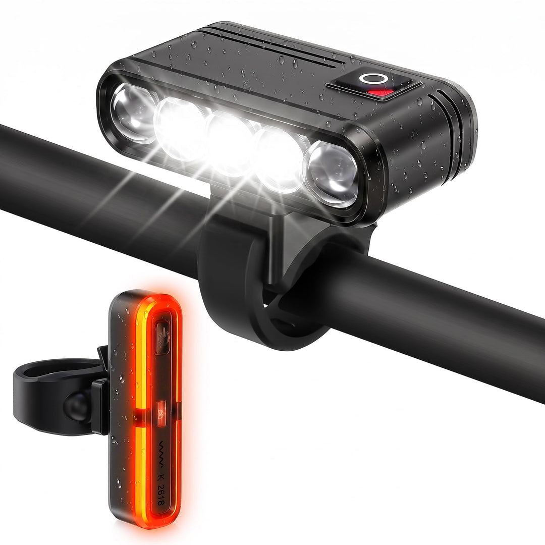 Fahrradlicht Set mit Halterung für GoPro/Fahrradcomputer, StVZO Zulassung, USB-C Wiederaufladbare Bl