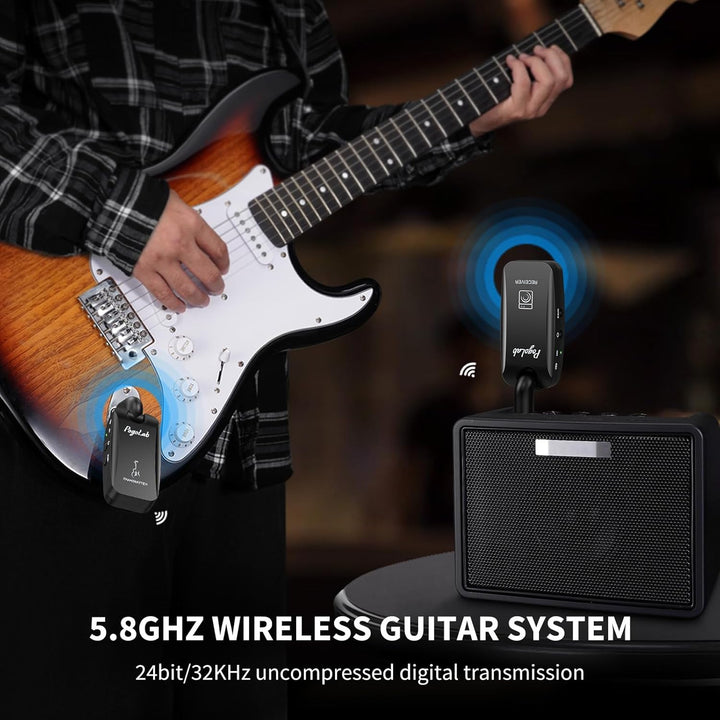 POGOLAB 5,8G Drahtlos Gitarrensystem Gitarre Sender Empfänger für Bass Gitarre, Kabello E Gitarre Wi