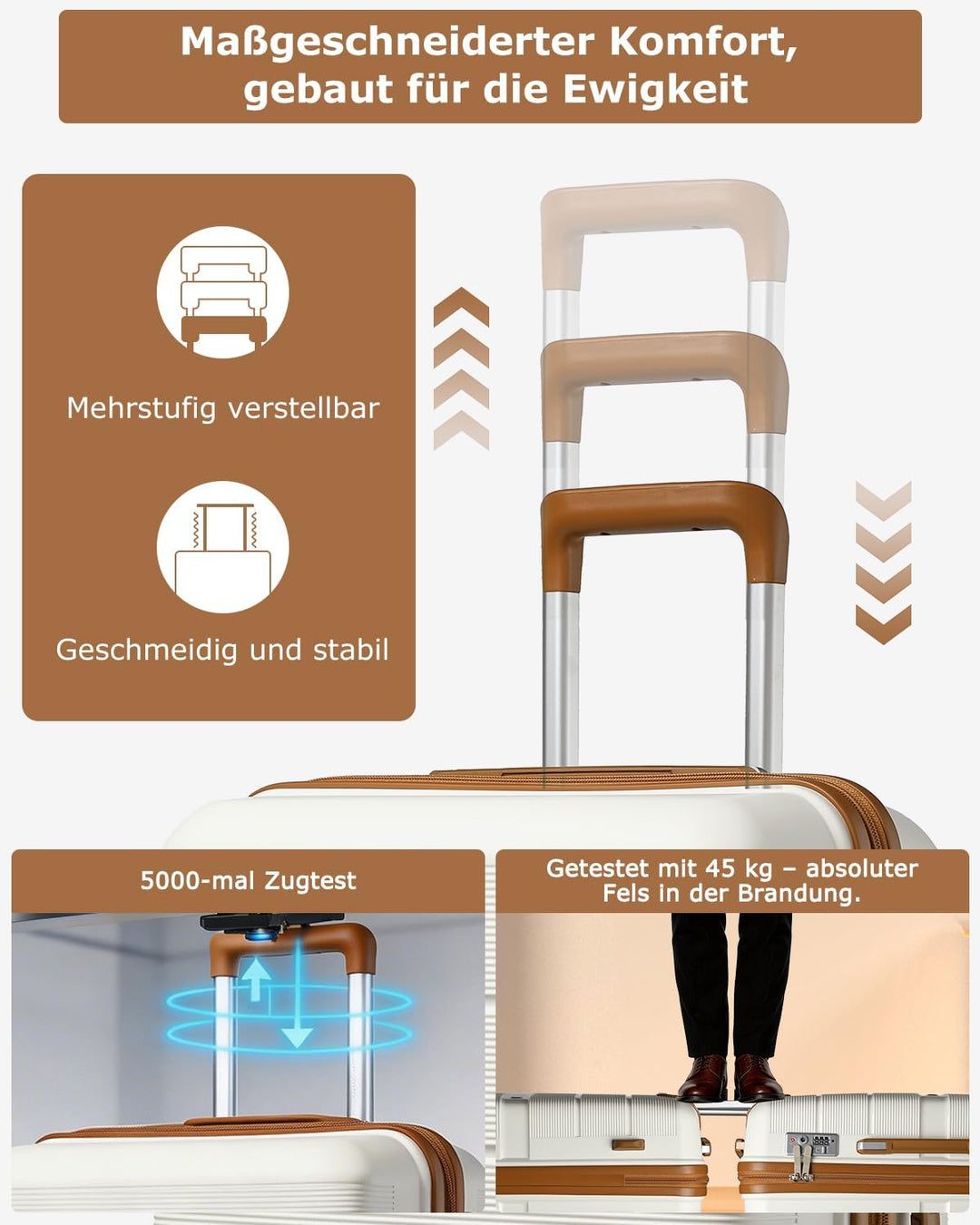 British Traveller Koffer Trolleys Set Hartschalenkoffer 100% PP Handgepäck Koffer mit 8 Spinnerräder
