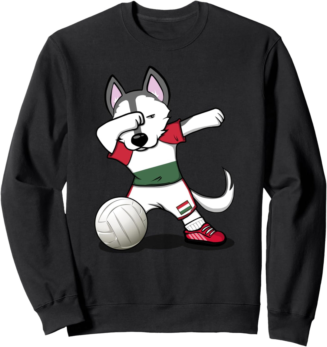 Dabbing Husky Hund Ungarn Volleyball Ungarische Flagge Sport Sweatshirt