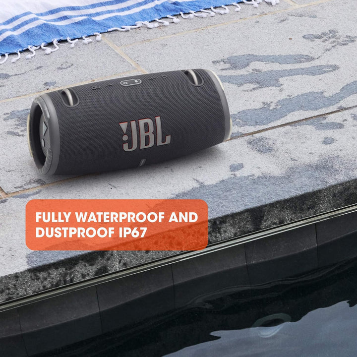 JBL Xtreme 3 Musikbox in Blau – Wasserdichter, portabler Stereo Bluetooth Speaker mit integrierter P
