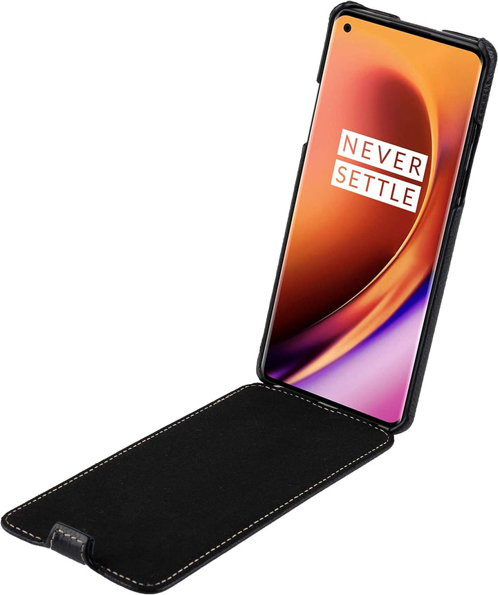 STILGUT UltraSlim entwickelt für OnePlus 8 Hülle aus Leder - OnePlus 8 Flip Case, Klapphülle, Handyh