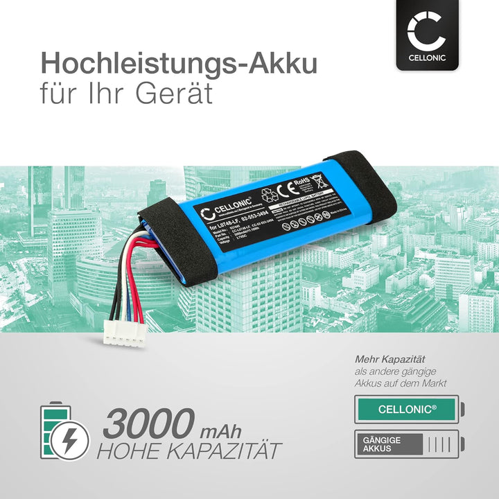 CELLONIC, Lautsprecherakku kompatibel mit JBL Flip Essential (3000mAh, 3.7V) 1x Ersatzakku L0748-LF,