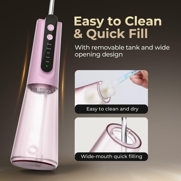 Bezvoi Munddusche Kabellos Water Flosser Zahnreinigung : LED-Anzeige 5 Modi Zahndusche & 6 Düsen, IP