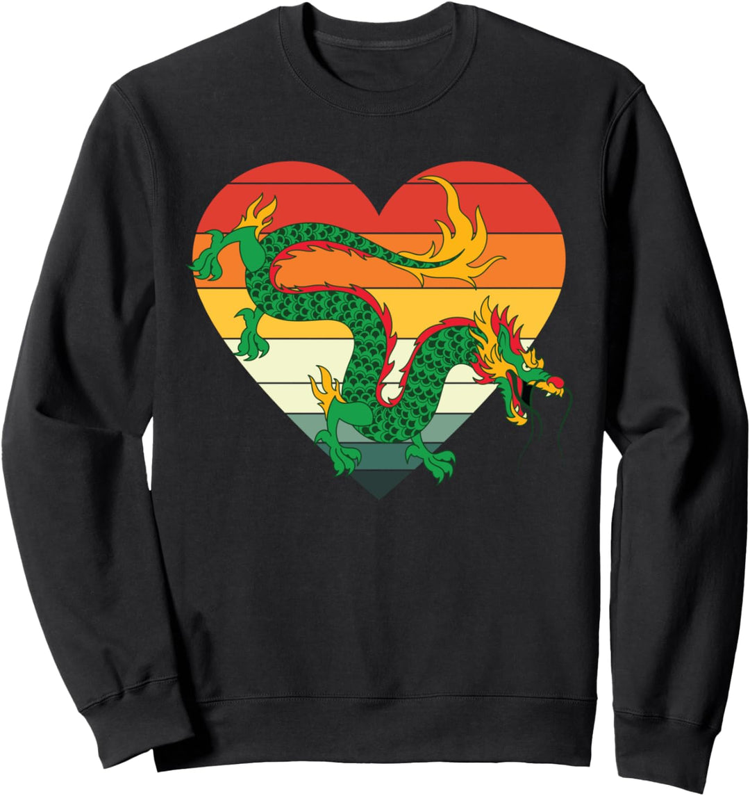 China Fabelwesen Mythologie Retro Herz Chinesischer Drache Sweatshirt