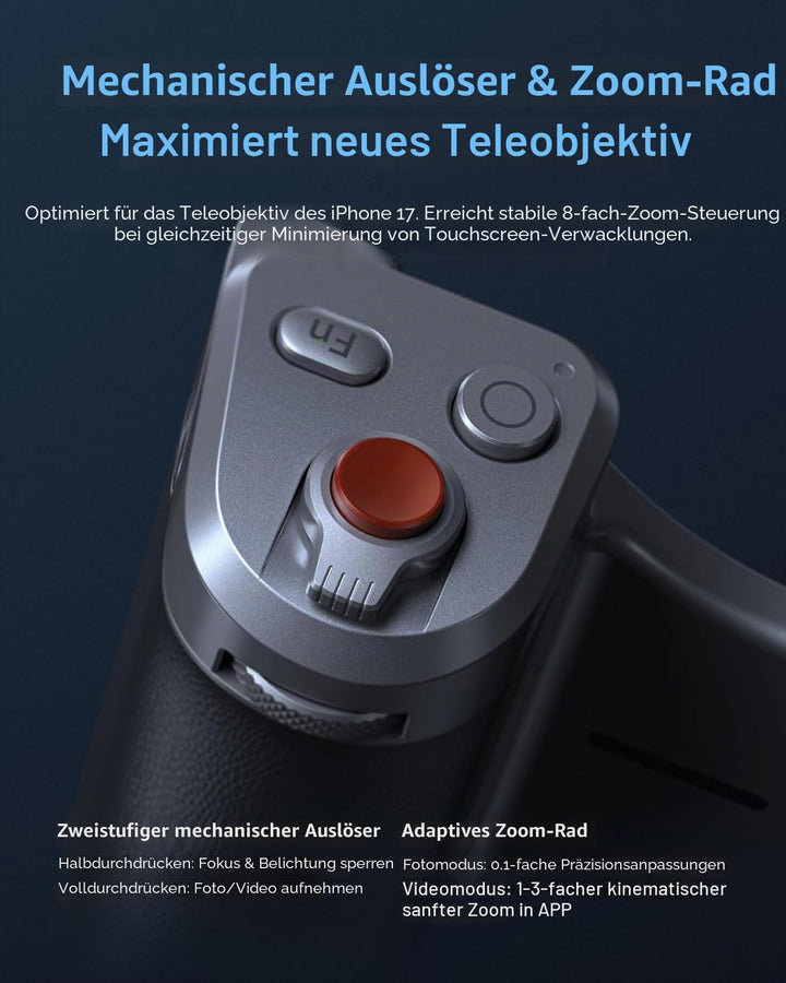 【Nur für iPhone 17 Pro MAX】 TELESIN Master Grip Kit Magnetic Kameragriff mit C03 Magnetische Selfie-
