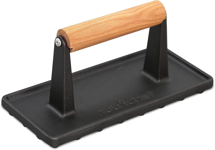 NutriChef Burgerpresse- Antihaft Gusseisen, Schwere Grillpresse 1,5 kg (22 × 9,5 cm), Fleischbeschwe