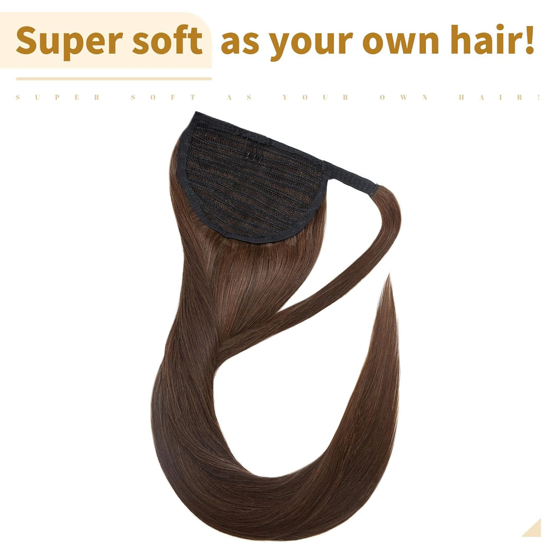 SEGO Ponytail Pferdeschwanz Haarteil Echthaar Zopf Extensions Haarverlängerung Clip in Pony Remy Hai