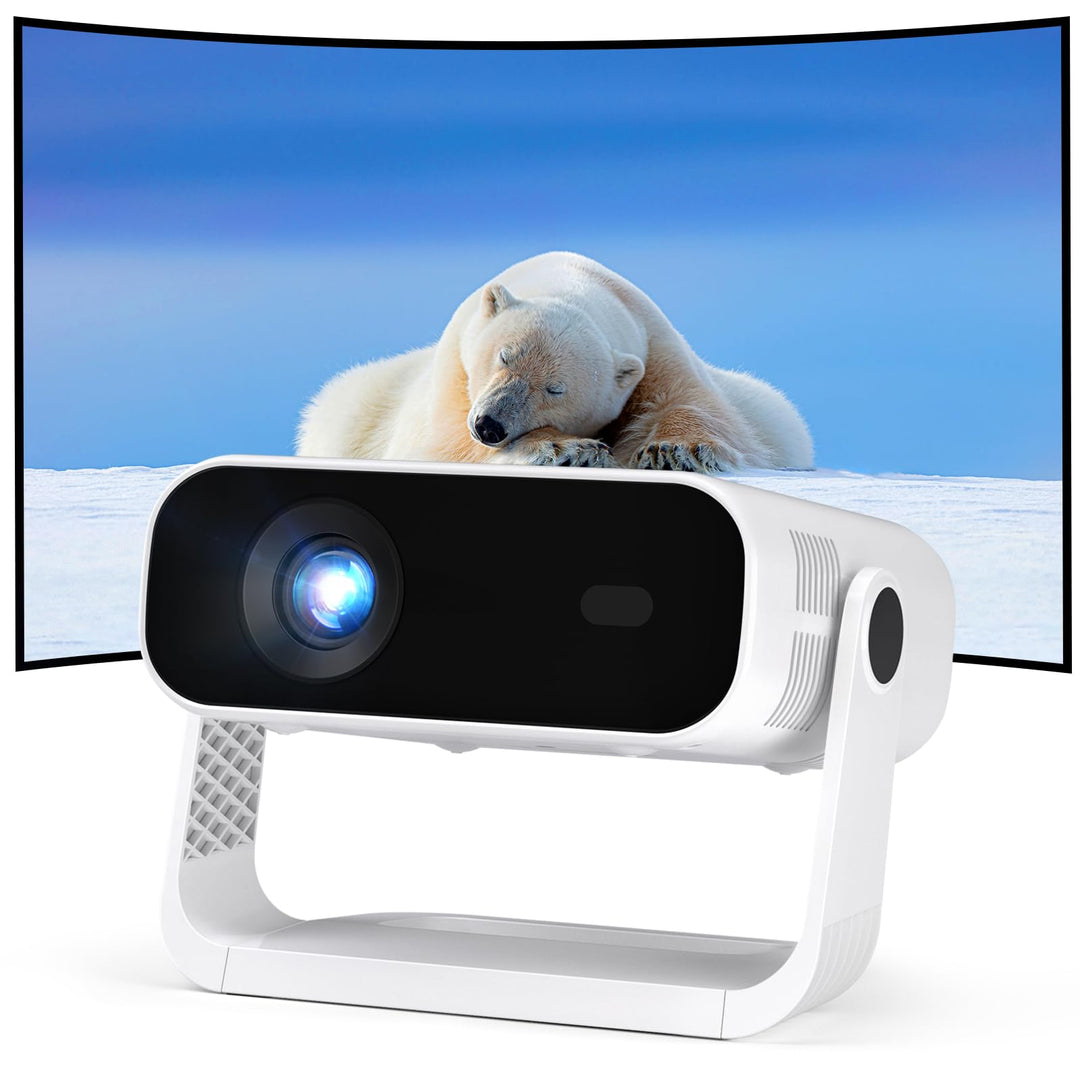 Wielio Beamer mit integrierter App, tragbarer Projektor Full HD 1080p, Android 14, WiFi6&amp;BT5.2, auto