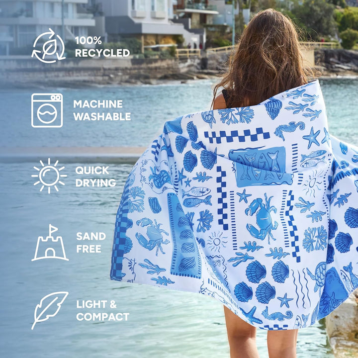 Dock & Bay Strandhandtuch - Super saugfähig, trocknet schnell, ohne Sand - Kompakt, Leicht - 100% Re