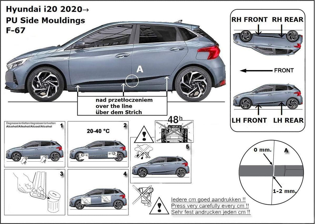 Seitenschutzleisten schwarz passend für Hyundai i20 3. Generation 5-Türer ab 08.2020- F67 (3700067)