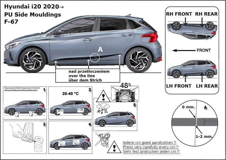 Seitenschutzleisten schwarz passend für Hyundai i20 3. Generation 5-Türer ab 08.2020- F67 (3700067)