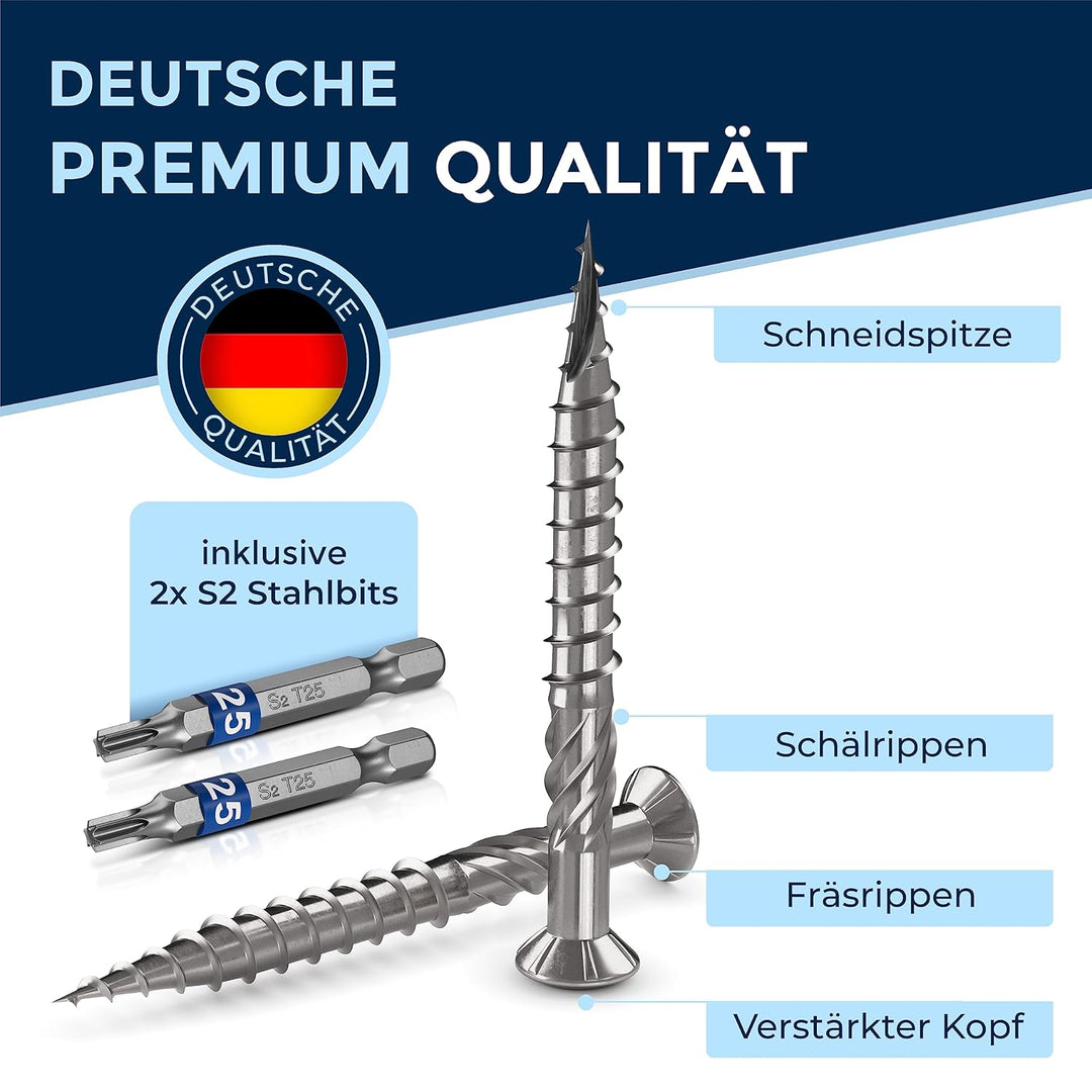 Terrassenschrauben 5x50 Edelstahl A2 Linsenkopfschrauben Torx Schrauben 5mm stark 1000 Stück Holzsch