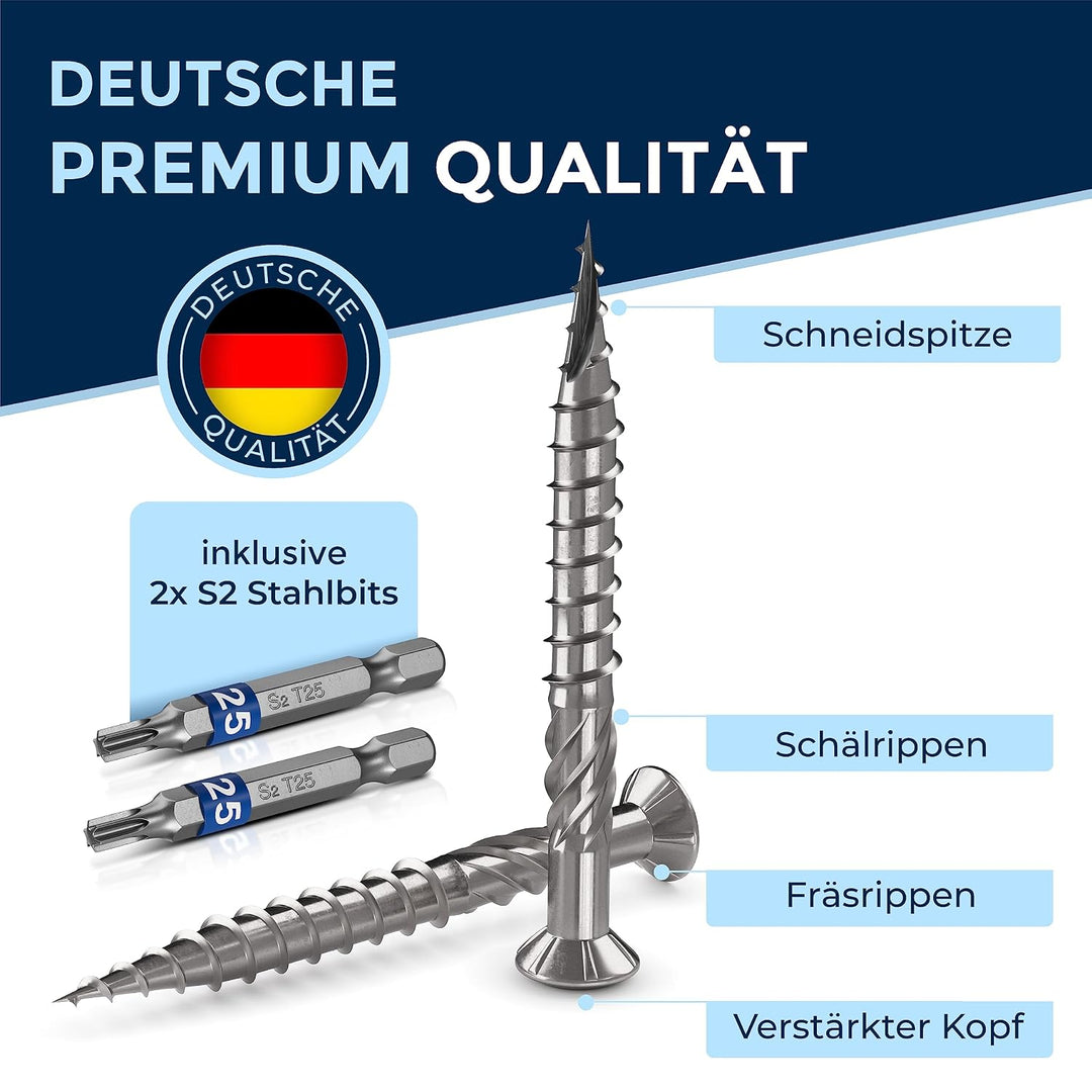 Terrassenschrauben 5x50 Edelstahl A2 Linsenkopfschrauben Torx Schrauben 5mm stark 1000 Stück Holzsch
