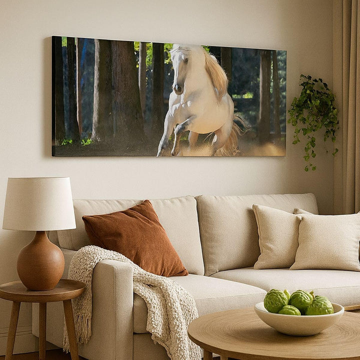Panorama Bilder auf Leinwand 100x40cm Leinwandbild Staub Emotionen Pferd Natur Gross Wanddeko Bild S