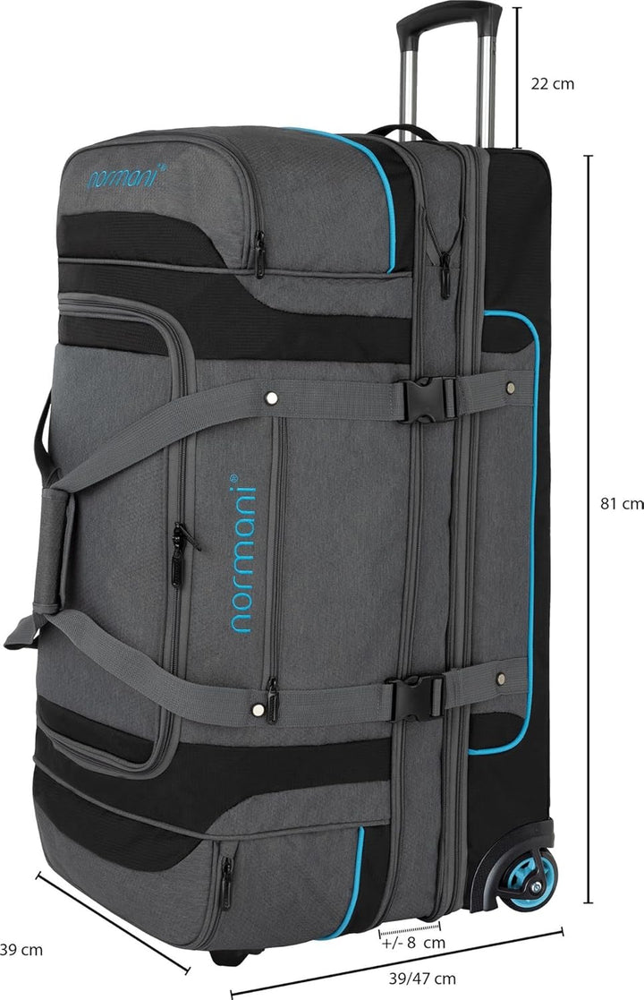 normani Reisetasche 2-Rad Trolley Weichgepäck Reisetasche mit Rollen und 6 Fächern - erweiterbarer R