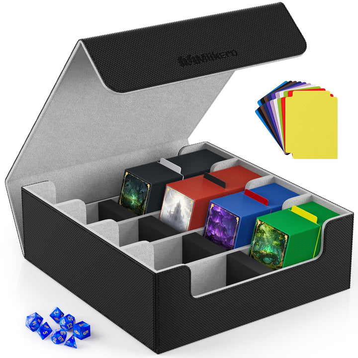 Mlikero Sammelkarten-Aufbewahrungsbox für 2400+ Karten, Magnetische Karten Deck-Box mit 10 Kartentei
