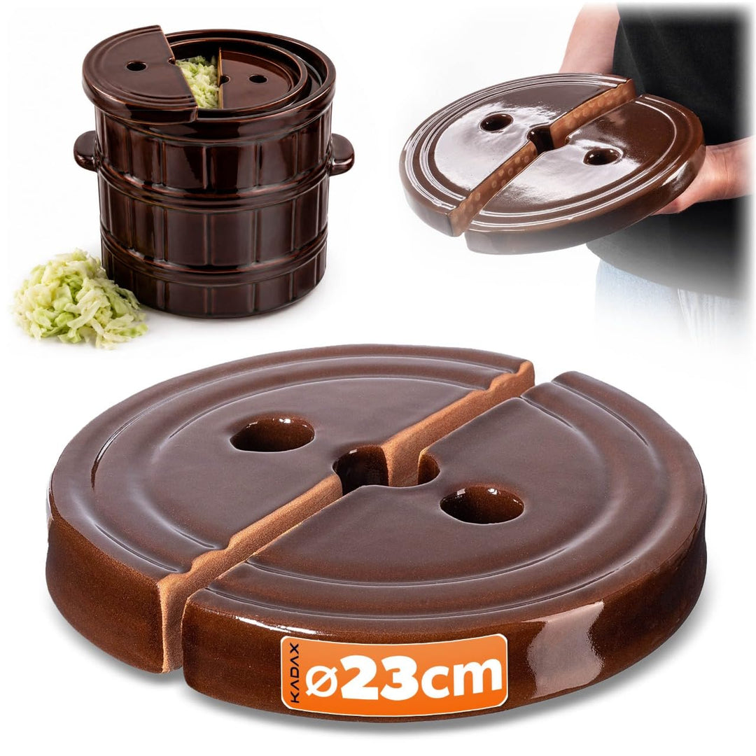 KADAX Beschwerungsstein, Fermentiergewicht aus Steingut 23cm, handgefertigtes Gewicht für Gärtopf, S