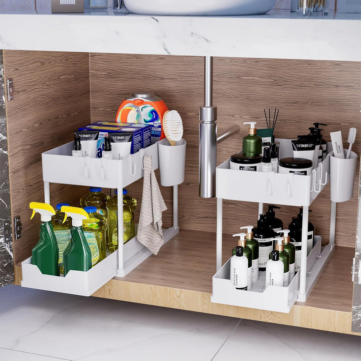 Puricon Unter Waschbecken Regal, 2 Etagen Standregal Küche Arbeitsplatte Regal Organizer, Mehrfunkti