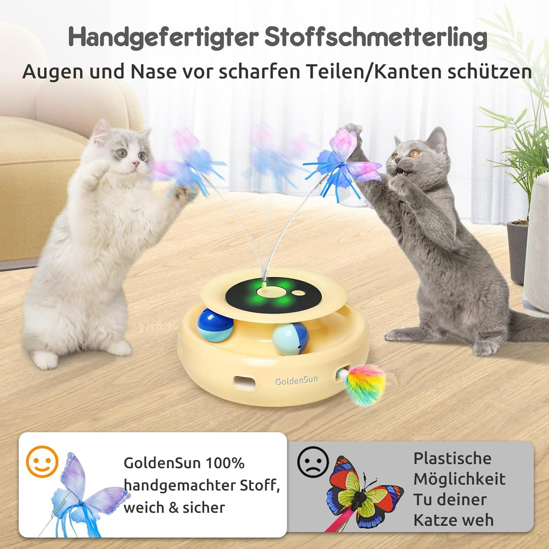 GoldenSun Interaktives Katzenspielzeug, 3 in 1 Elektrisch Automatischer Spielzeug für Katzen, Whack-