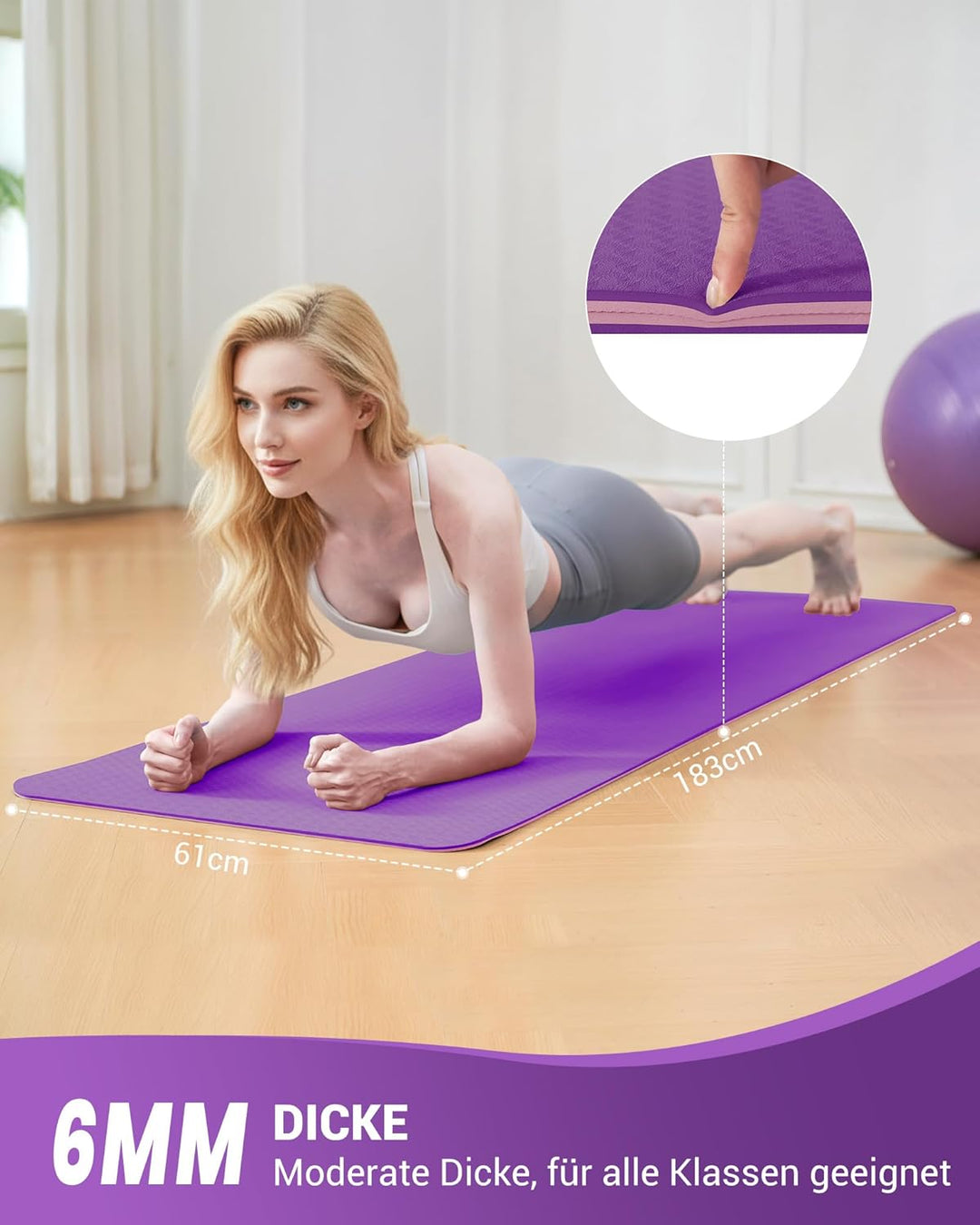Good Nite Yogamatten Für Frauen Rutschfeste Strukturierte Oberflächen Gymnastikmatte Yoga Matte Dick