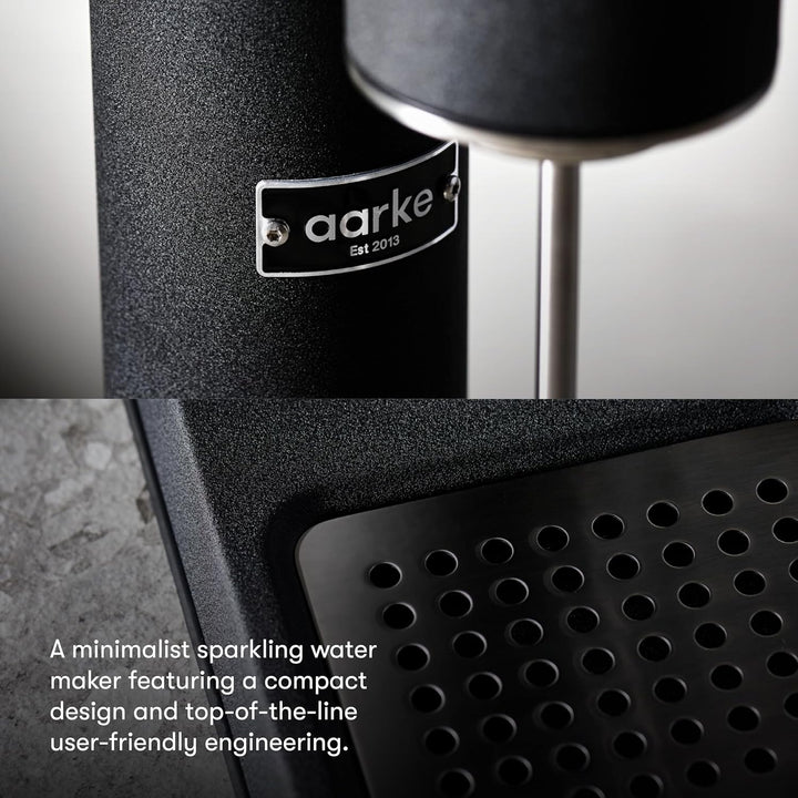 Aarke Carbonator 3, Premium Wassersprudler aus Edelstahl mit Aarke Flasche & 2er-Pack PET-Flaschen f