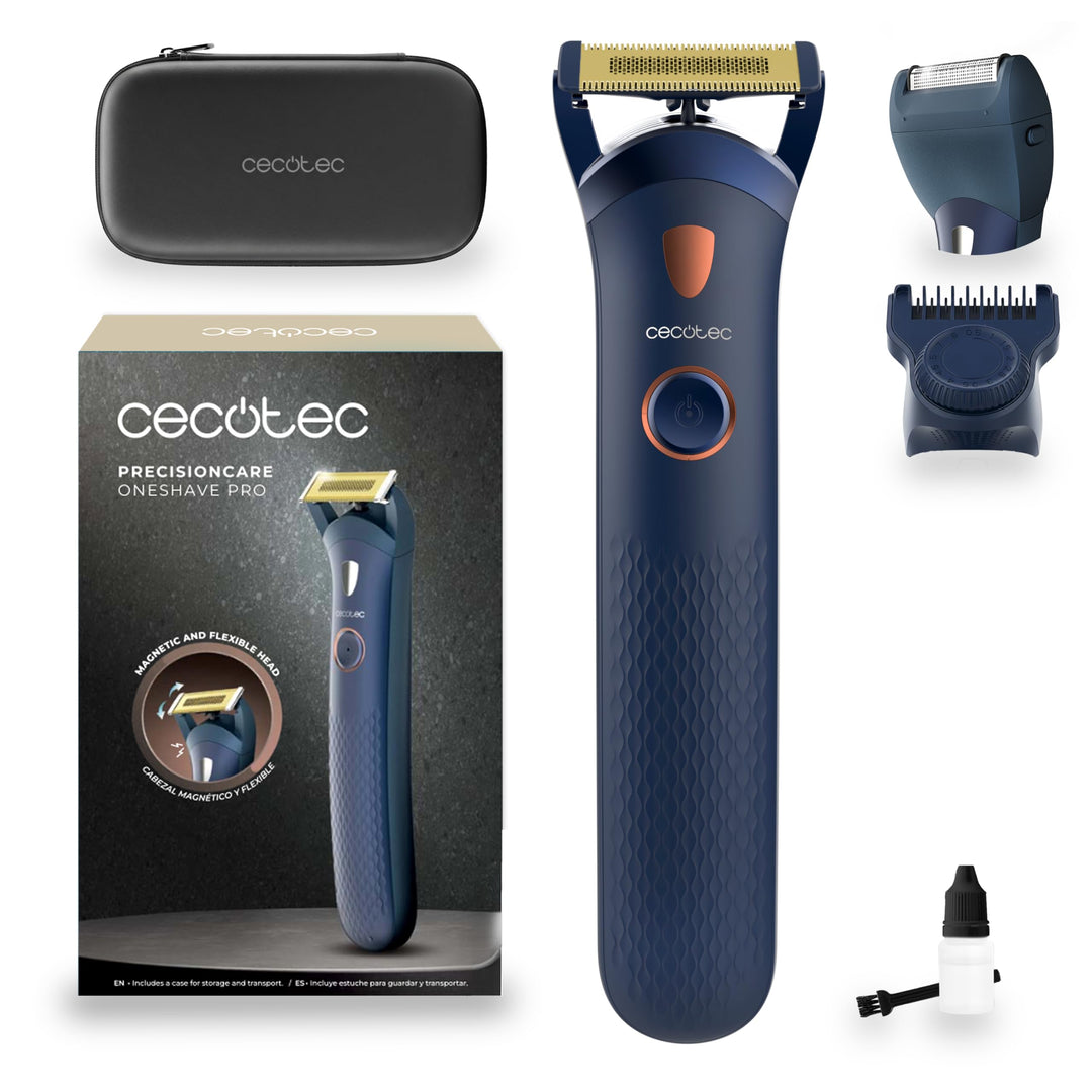 Cecotec Barttrimmer PrecisionCare OneShave Pro. Titan-Klingen, Flex-Kopf Mit Magnet-System, LED-Lich