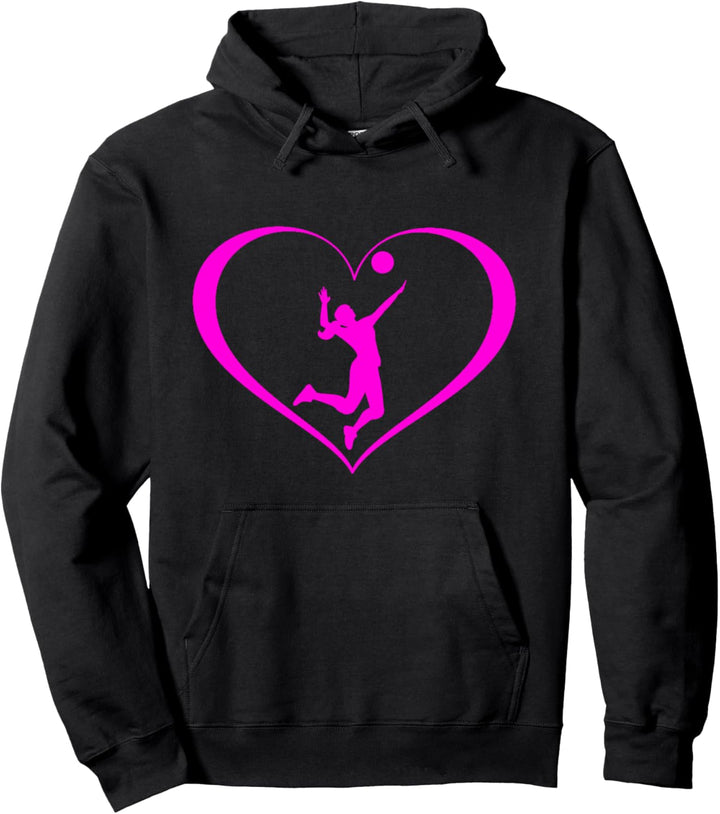 Volleyball Mädchen Hobby Herz Pullover Hoodie