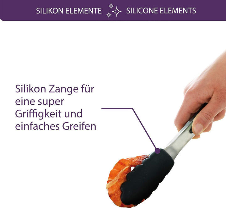 Mastrad Küchenzange mit Edelstahlgriff – antihaft- und hitzebeständiger Griff, Grillzange zum Kochen