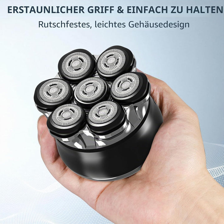 Glatzen Rasierer Herren Elektrisch, 7D Flexibler Detachable Glatzenrasierer, Magnetische Schwebender