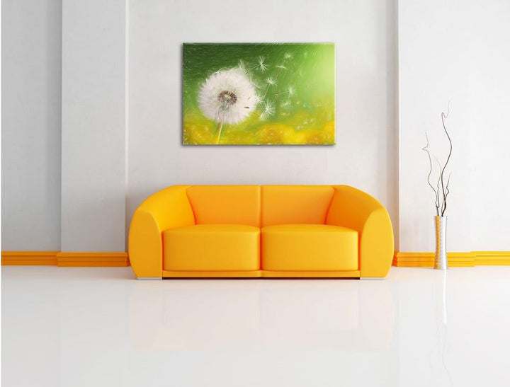 Pixxprint Löwenzahn Samen als Leinwandbild/Grösse: 100x70 / Wandbild/Kunstdruck/fertig bespannt, 100