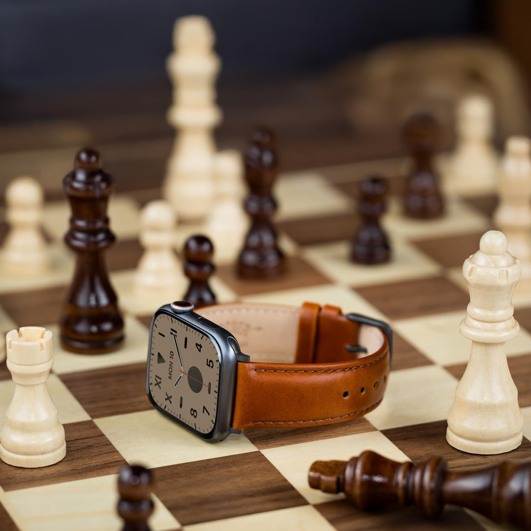 Archer Watch Straps - Uhrenarmbänder aus Hochwertigem Genarbtem Leder für Apple Watch Cognac 44/45/4