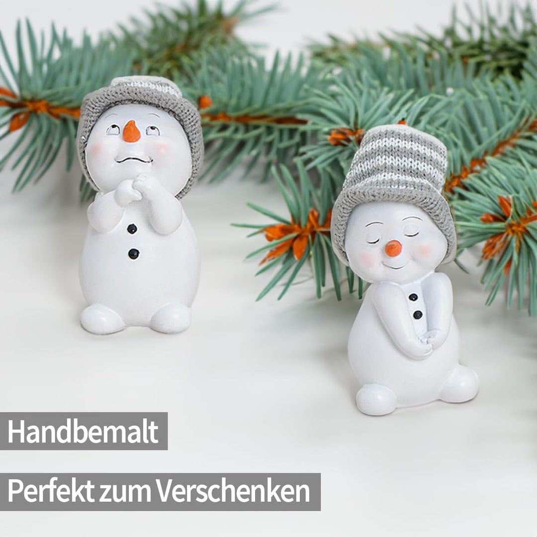 matches21 HOME & HOBBY Kleine Schneemann Deko Figuren für Weihnachten im 4er Set - Süsse 11cm Weihna