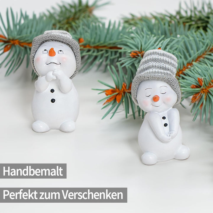matches21 HOME & HOBBY Kleine Schneemann Deko Figuren für Weihnachten im 4er Set - Süsse 11cm Weihna