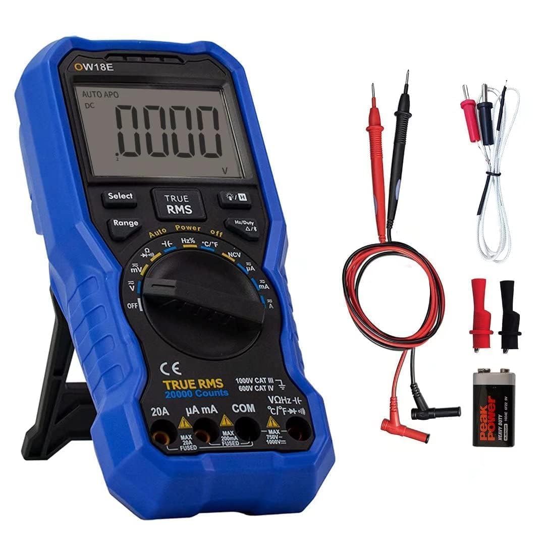 OW18E Digital multimeter,20000 Zählung True-RMS Voltmeter Ohmmeter, Hintergrundbeleuchtung LCD-Displ
