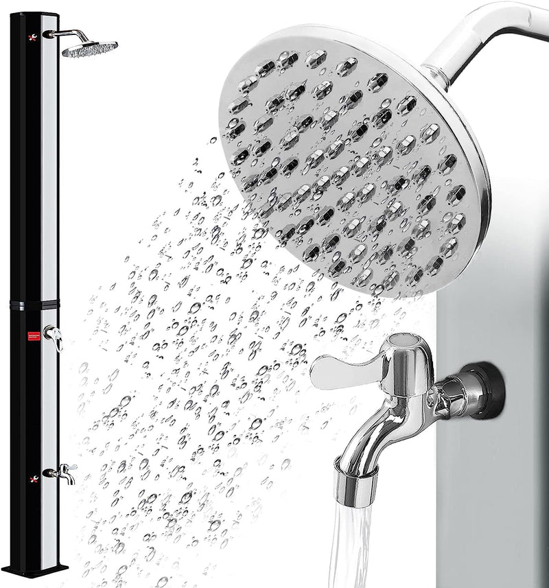 TRMLBE Solardusche Garten 35 Liter Solar Gartendusche Aussendusche mit Regenduschkopf und Gartenschl