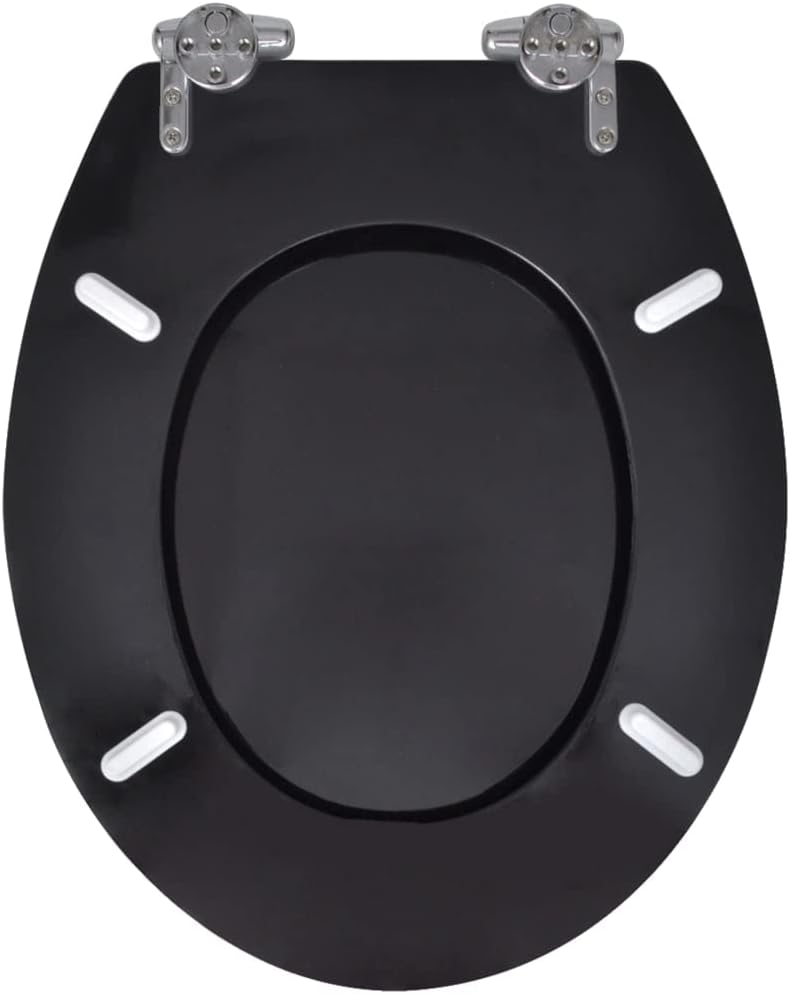 HOMIUSE Toilettensitze 2 Stk. mit Absenkautomatik MDF Schwarz Toilettendeckel Wc Sitz mit Absenkauto