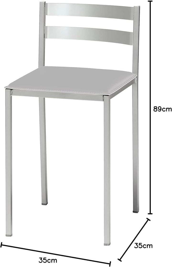 ASTIMESA Zwei Küchenstuhl, Metall Kunstleder, grau, Altura de asiento: 45 cms, Grau